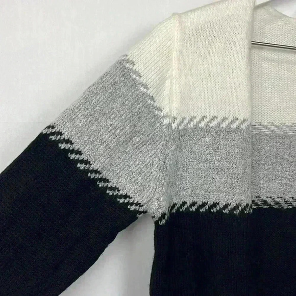 Fortune & Ivy Womens Cardigan Black Gray White S Cable Design Open Front New - Picture 4 of 12